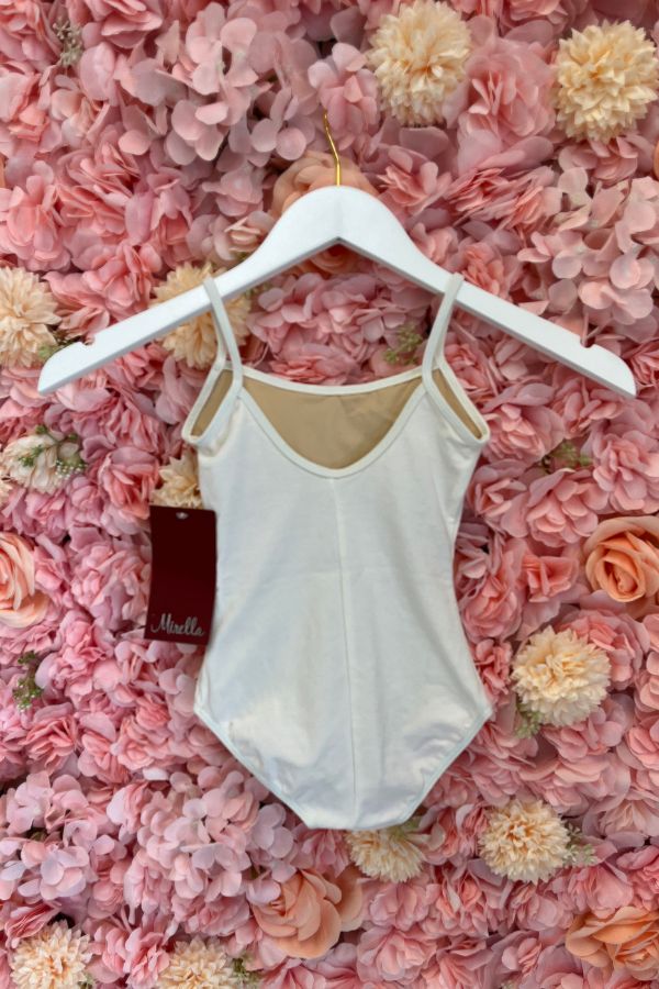 Mirella Girls Princess Seam Camisole Leotard in White Style M207C at The Dance Shop Long Island