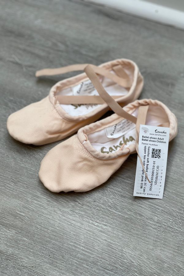 Sansha Pro1C Canvas Split Sole Ballet Shoes in Light Pink at The Dance Shop Long Island