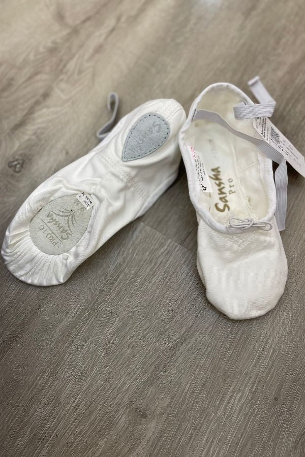 Sansha Pro1C White Canvas Split Sole Ballet Shoes at The Dance Shop Long Island