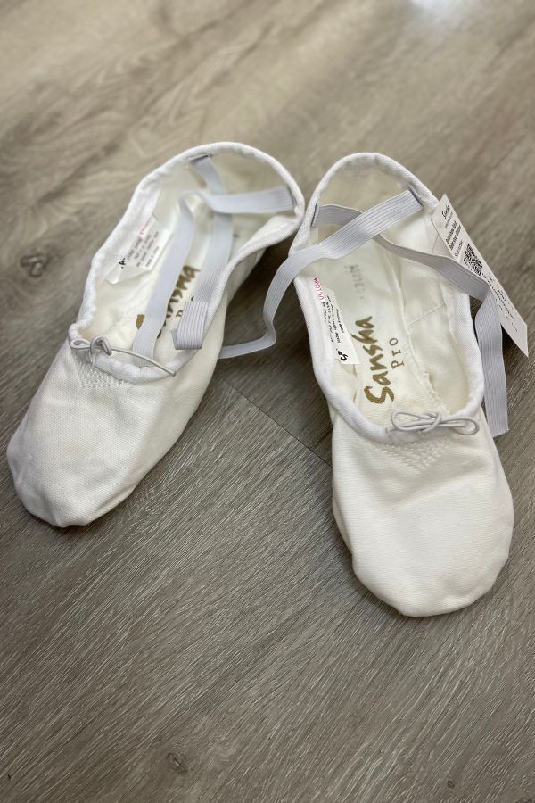 Sansha Pro1C White Canvas Split Sole Ballet shoes at The Dance Shop Long Island