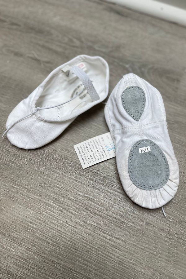 Sansha Star-Split 15C Split Sole Canvas Ballet Shoes in White at The Dance Shop Long Island